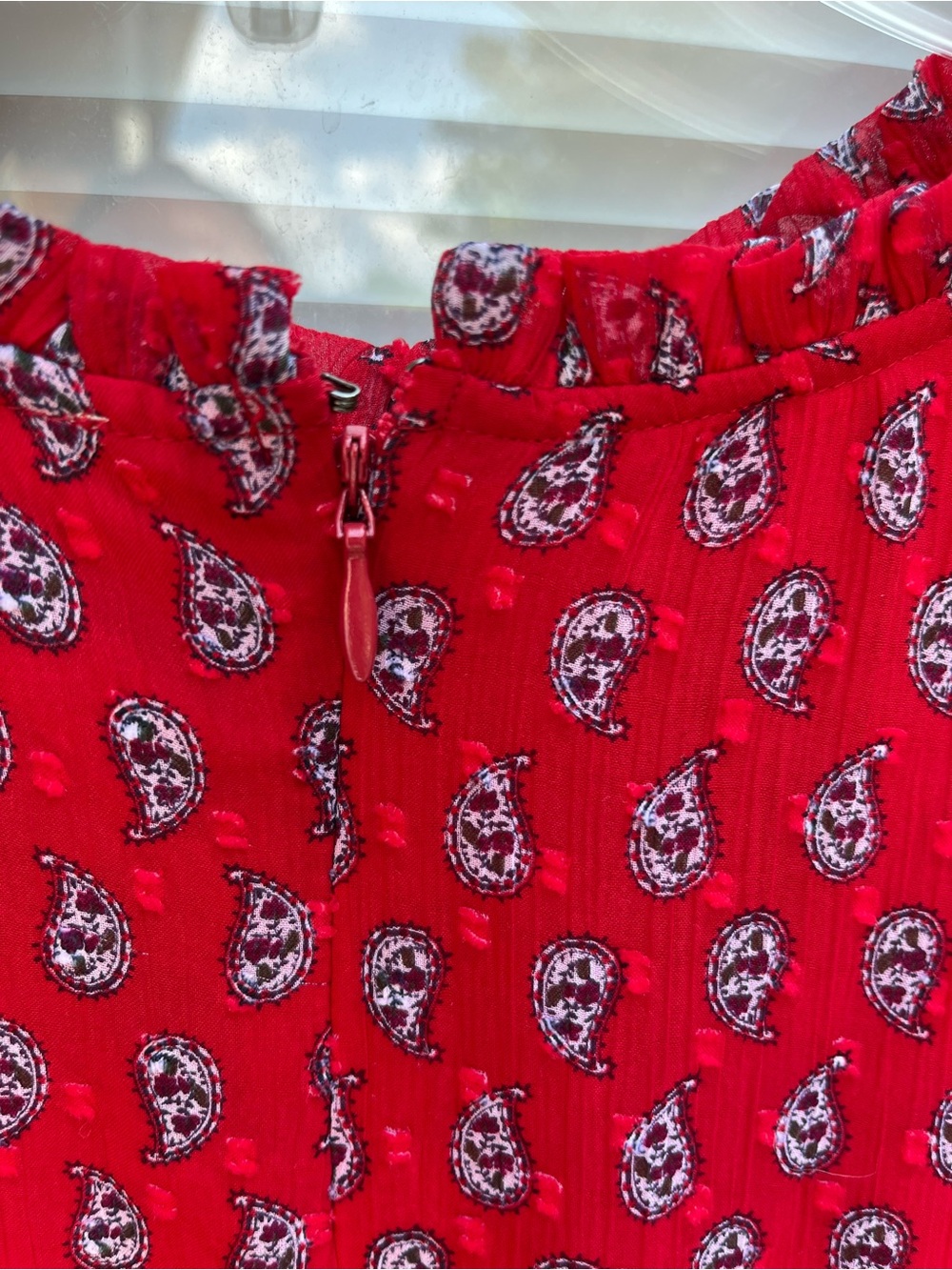 LOFT Red Paisley Print Dress size 12 - Picture 5 of 7